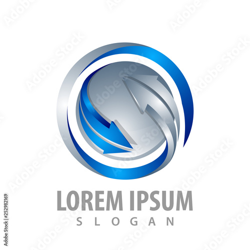 Circle sphere arrow logo concept design. 3D Symbol graphic template element vector