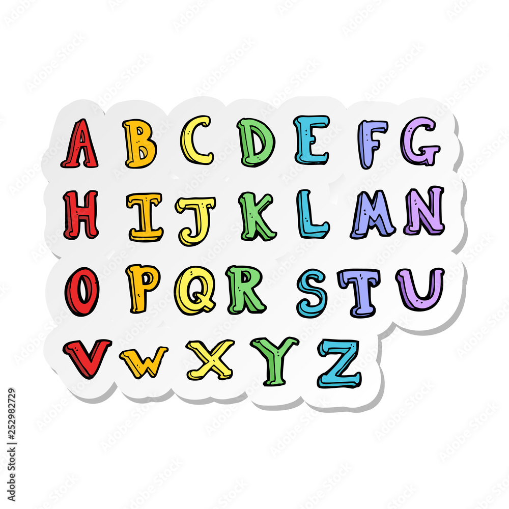 sticker of a cartoon alphabet