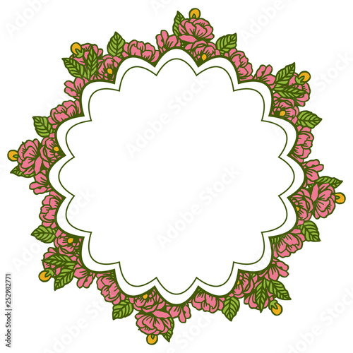 Vector illustration various shape pink flower frames blooms hand drawn