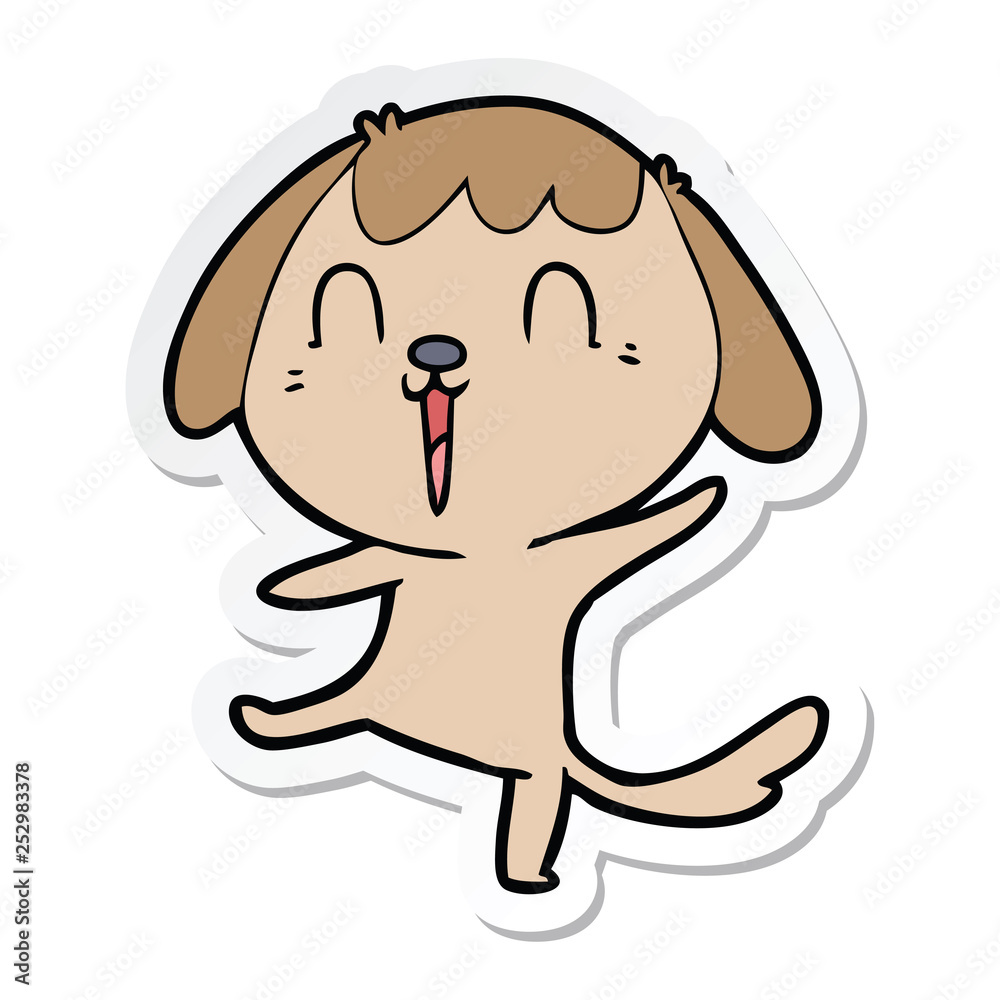 sticker of a happy cartoon dog sticker of a happy cartoon dog