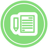 document and pencil circular icon