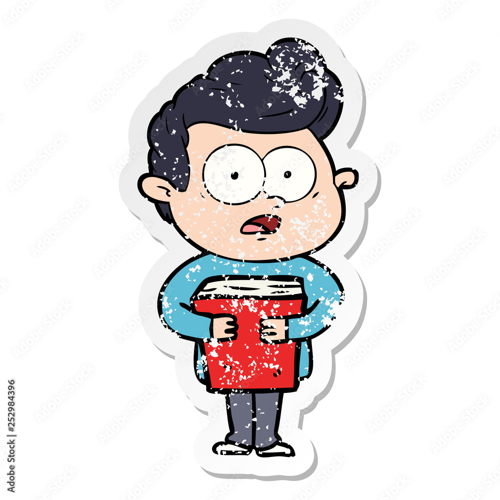 distressed sticker of a cartoon staring man distressed sticker of a cartoon staring man