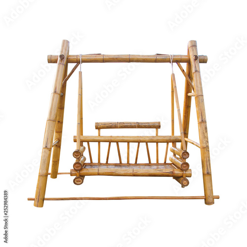 Old Bamboo swing for outdoor isolated