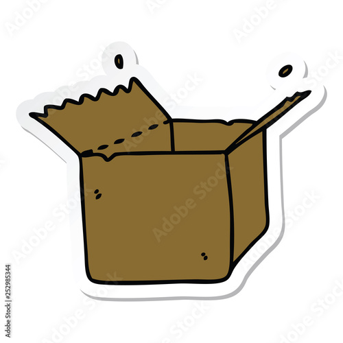 sticker of a quirky hand drawn cartoon open box