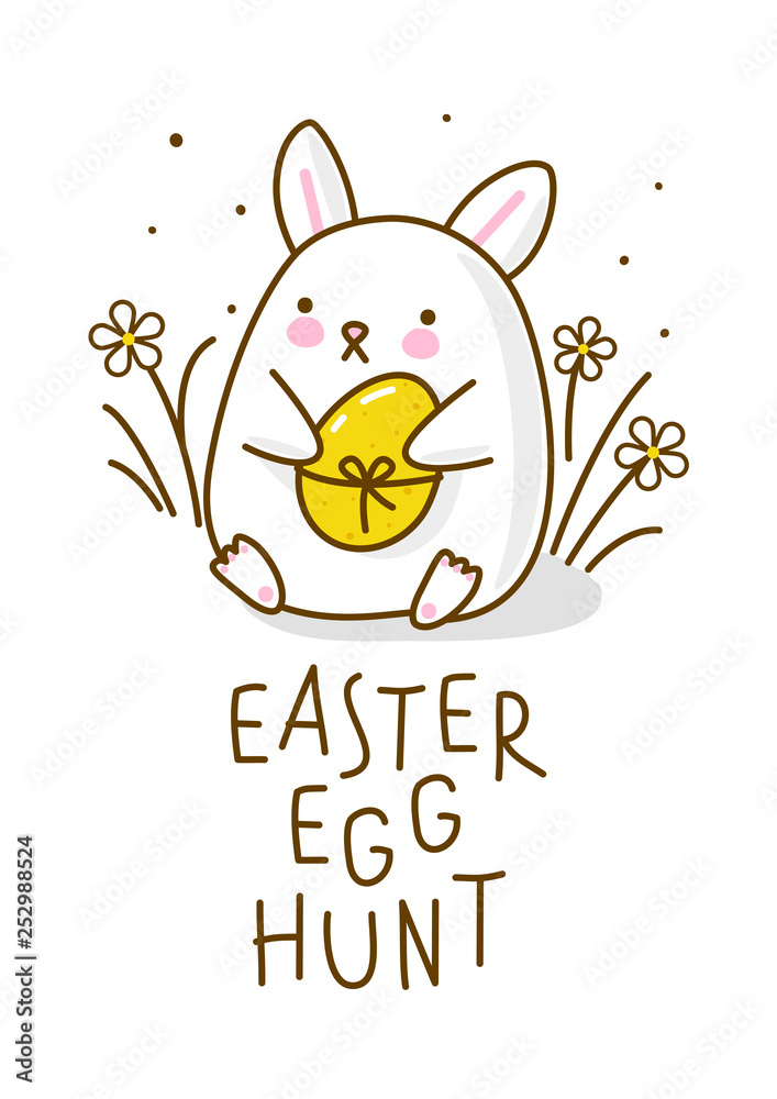 Cute Easter rabbit with color egg Cute Easter rabbit with color egg