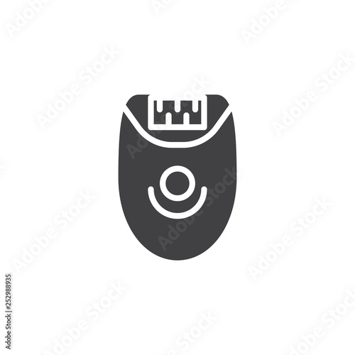Woman electric epilator vector icon. filled flat sign for mobile concept and web design. Epilation and depilation glyph icon. Skin Care symbol, logo illustration. Pixel perfect vector graphics
