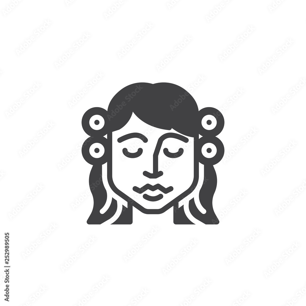 Make-up woman face vector icon. filled flat sign for mobile concept and web design. Woman with curlers glyph icon. Symbol, logo illustration. Pixel perfect vector graphics Make-up woman face vector icon. filled flat sign for mobile concept and web design. Woman with curlers glyph icon. Symbol, logo illustration. Pixel perfect vector graphics