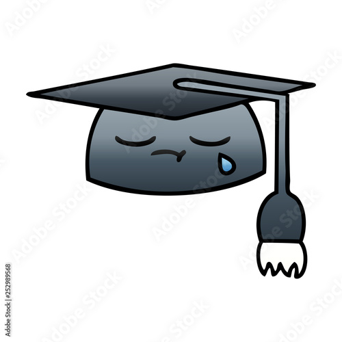gradient shaded cartoon graduation hat