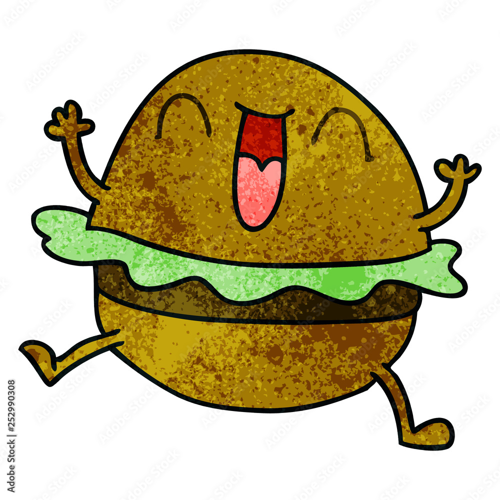 quirky hand drawn cartoon happy burger quirky hand drawn cartoon happy burger
