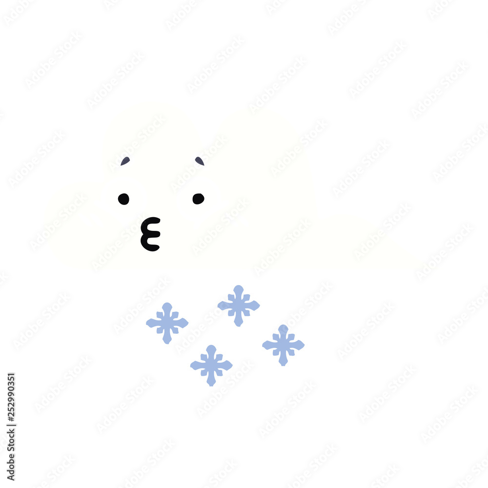 Obraz premium flat color retro cartoon snow cloud