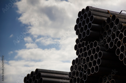 metal pipes against the sky