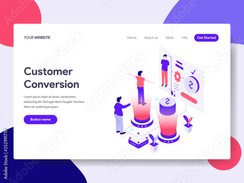 Landing page template of Customer Conversion Illustration Concept. Isometric flat design concept of web page design for website and mobile website.Vector illustration