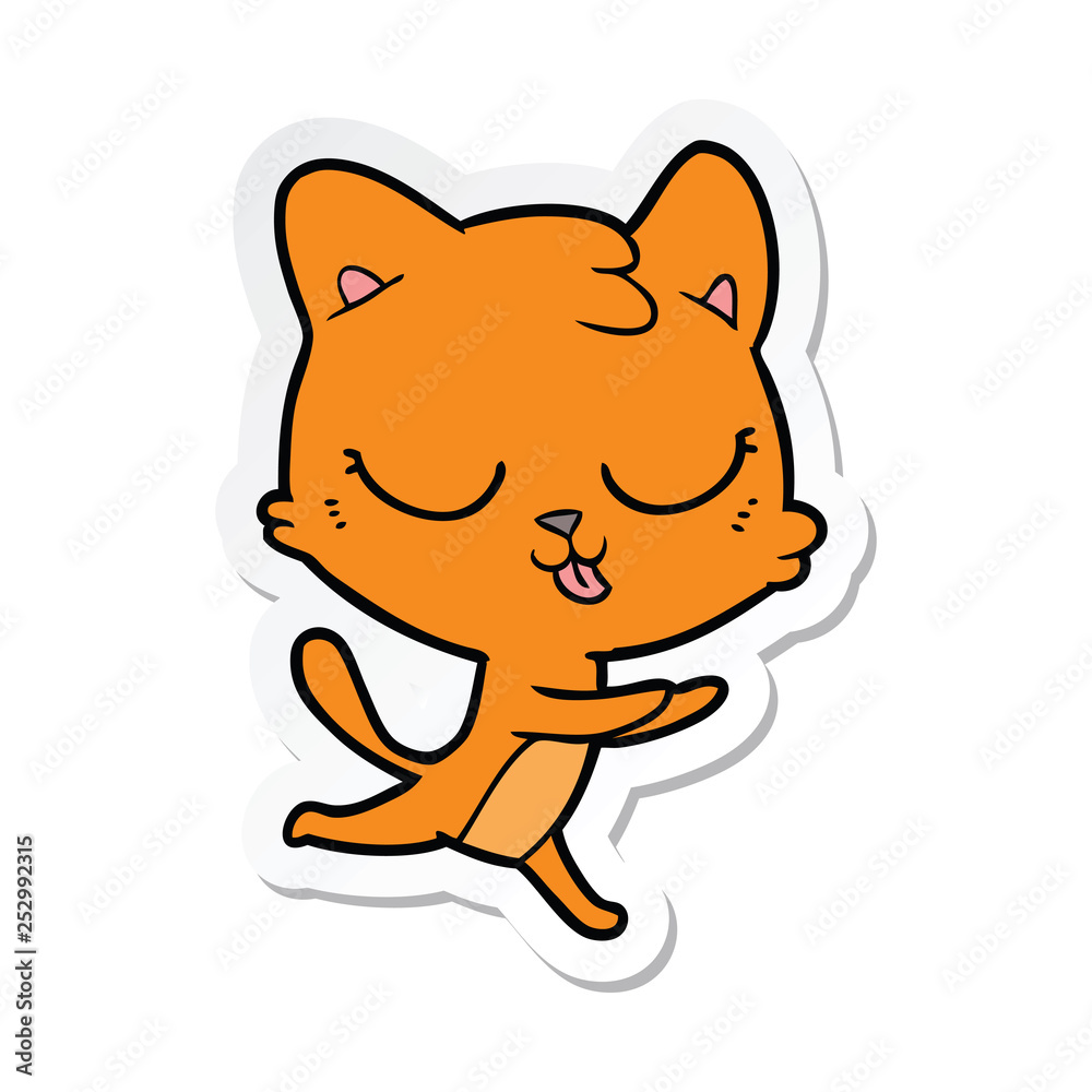 sticker of a cartoon hissing cat sticker of a cartoon hissing cat