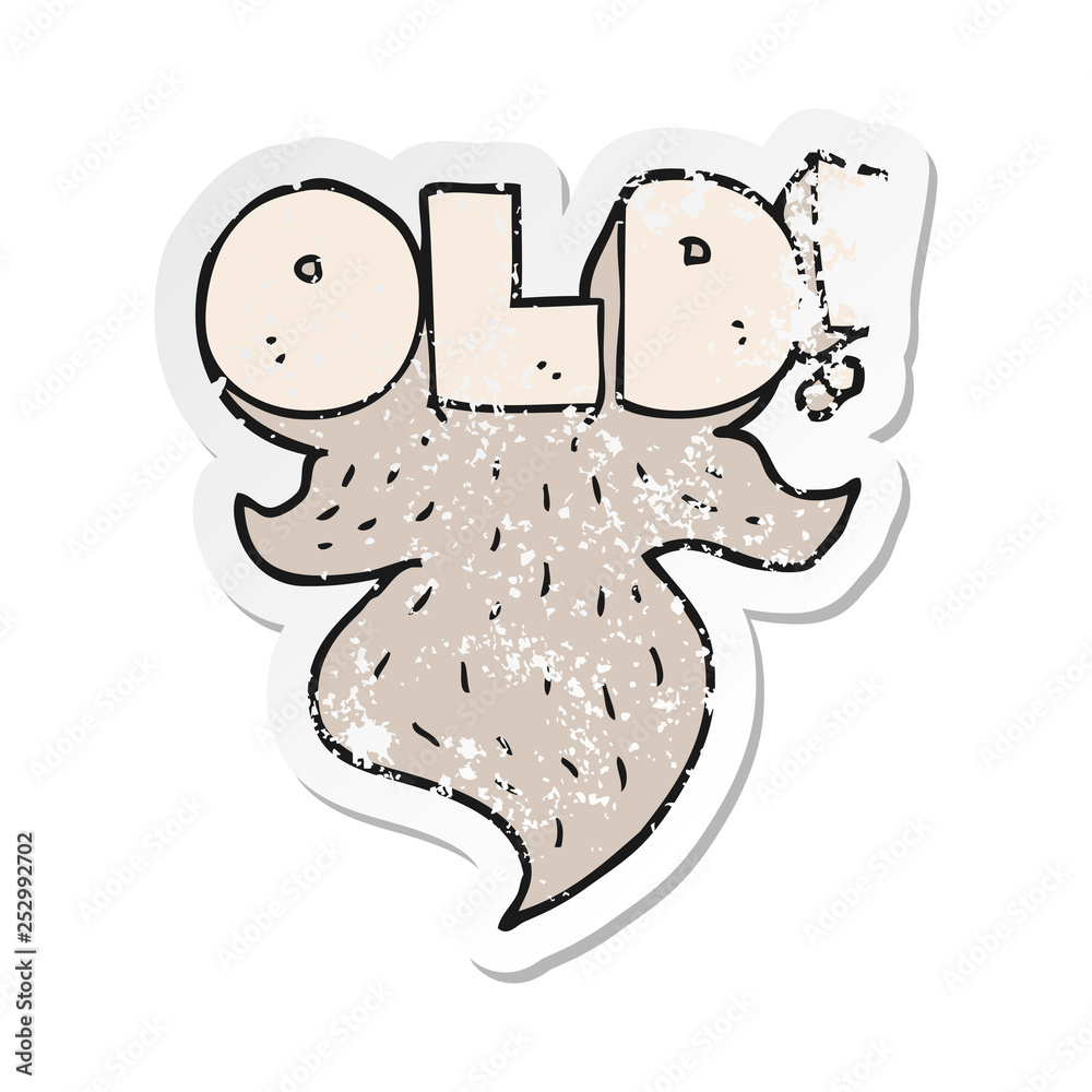 Obraz premium retro distressed sticker of a cartoon old sign