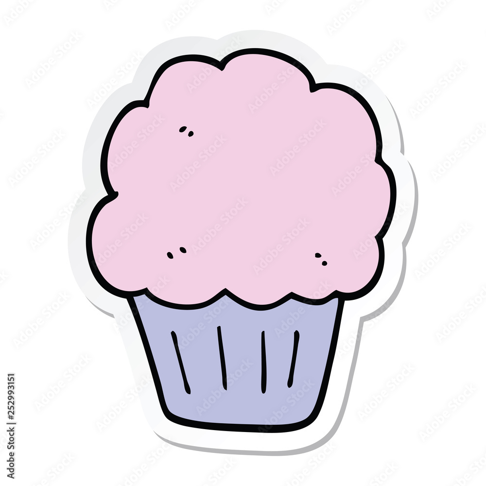 sticker of a cartoon cupcake