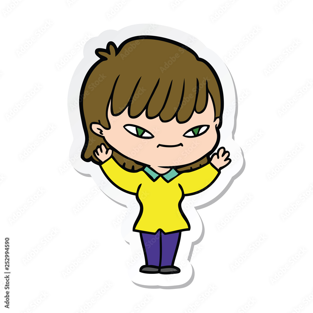 sticker of a cartoon woman sticker of a cartoon woman