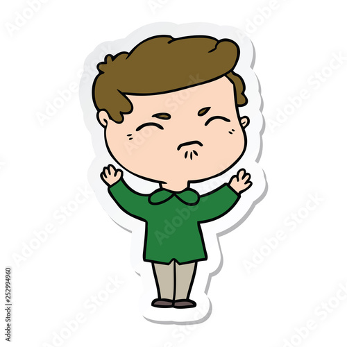 sticker of a cartoon annoyed man