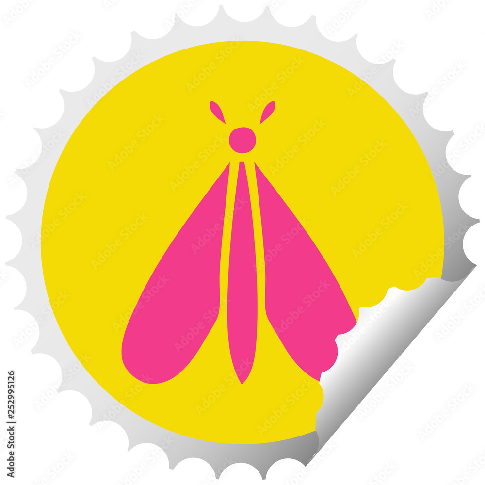 circular peeling sticker cartoon moth bug circular peeling sticker cartoon moth bug