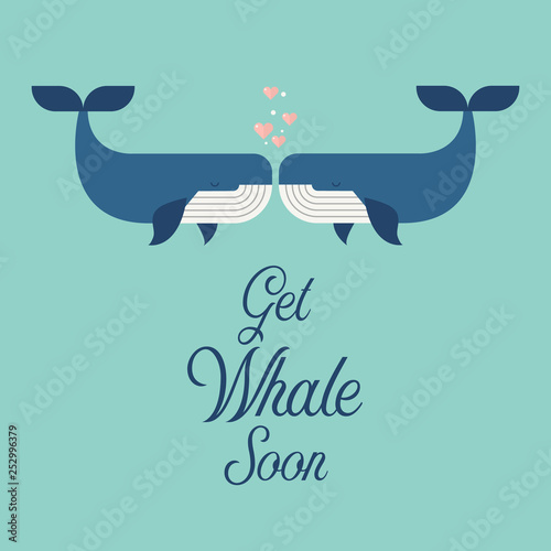 Get whale soon word with cute whales