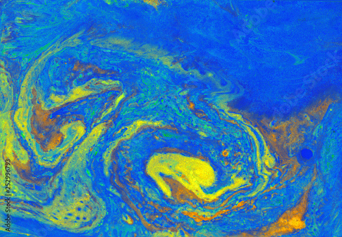 abstract orange gold blue marble texture, acrylics art