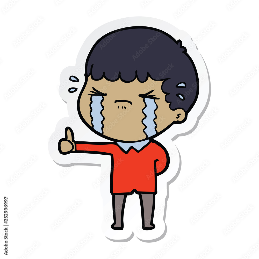 sticker of a cartoon man crying sticker of a cartoon man crying