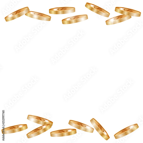 Gold coin vector illustration. Rain of coins.
