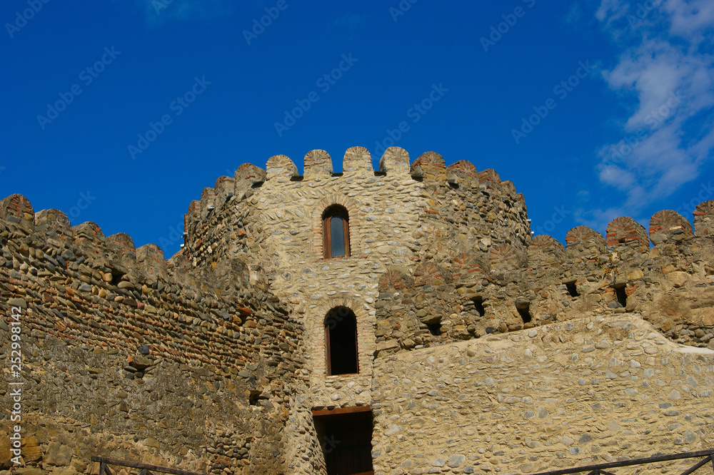 medieval georgian watchtower. fragment of a medieval fortress. Mtskheta. Georgia