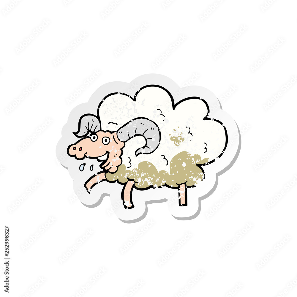retro distressed sticker of a cartoon sheep retro distressed sticker of a cartoon sheep