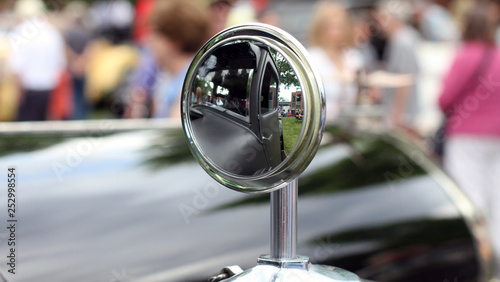 Classic car reflection in mirror.