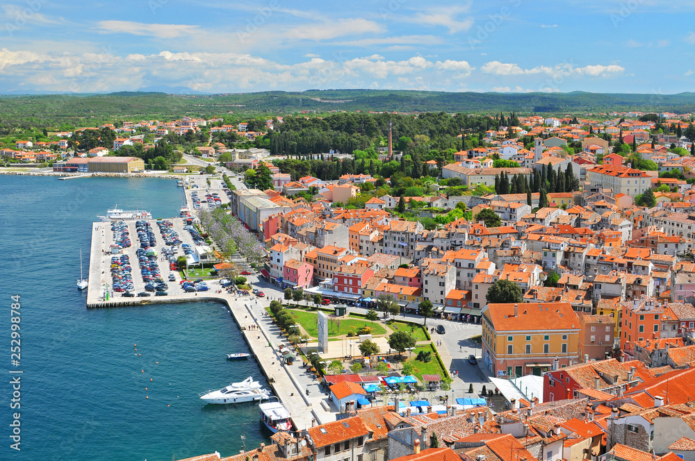 Croatia, Istria, Rovinj, Panoramic view of Rovinj and the peninsula.