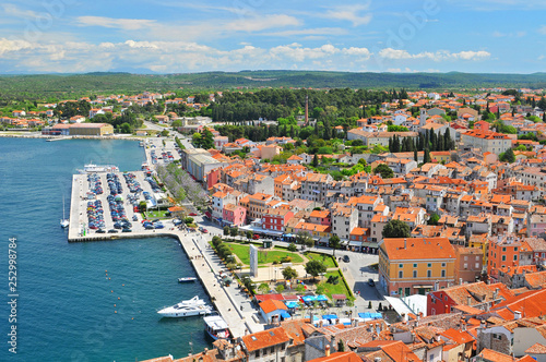 Croatia, Istria, Rovinj, Panoramic view of Rovinj and the peninsula.