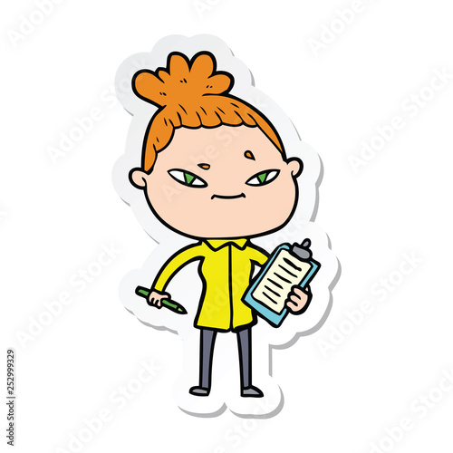 sticker of a cartoon woman