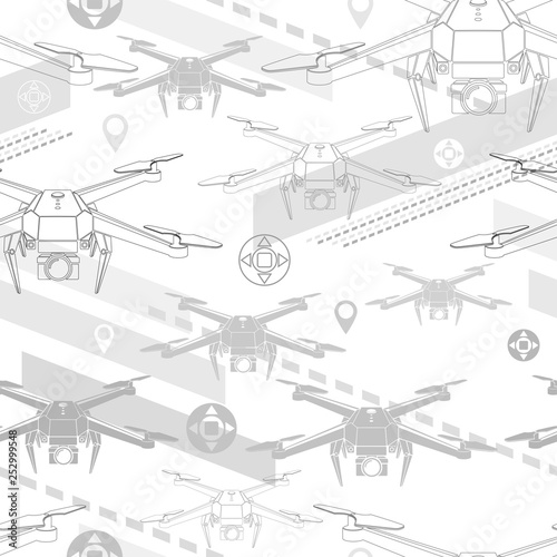 drone seamless pattern on white background, vector illustration eps 10