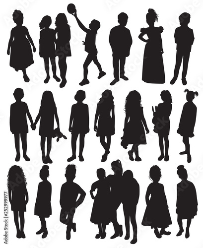 set of silhouettes of women mothers with children, vector. Mother's day concept.