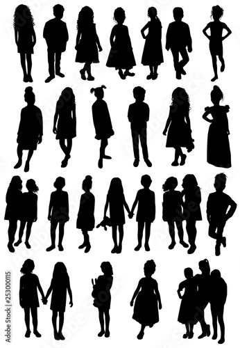 set of silhouettes of women mothers with children, vector. Mother's day concept.