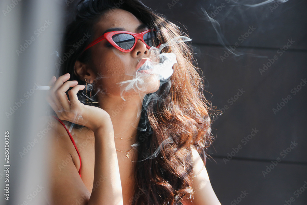 Naklejka premium Cigarette smoking is dangerous to health.