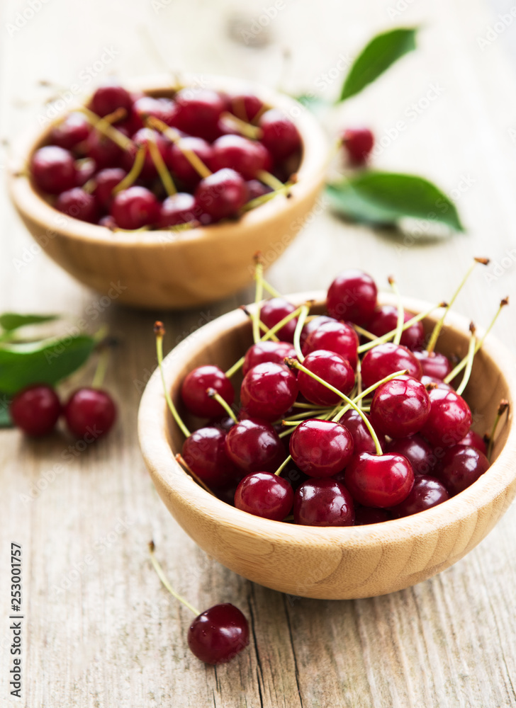 Bowls with cherries Bowls with cherries