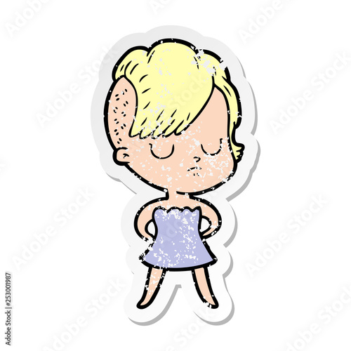 distressed sticker of a cartoon woman