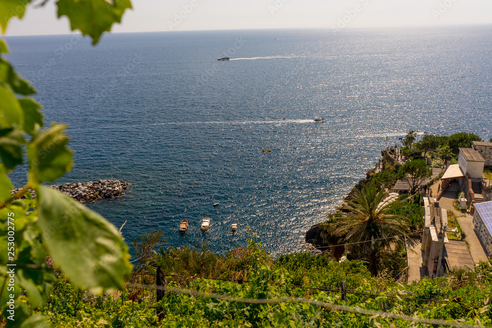 Italy, Cinque Terre, Manarola, HIGH ANGLE VIEW OF SEA AGAINST SKY