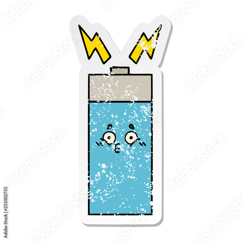 distressed sticker of a cute cartoon battery