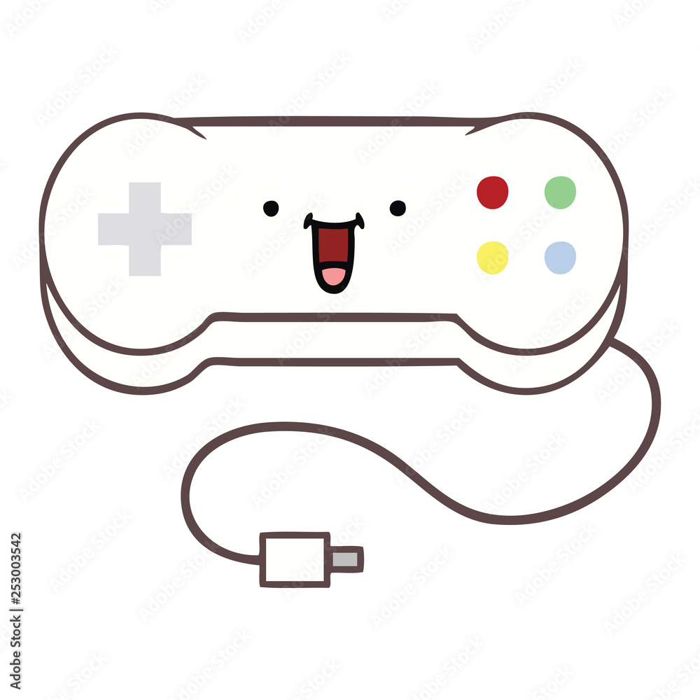 flat color retro cartoon game controller flat color retro cartoon game controller
