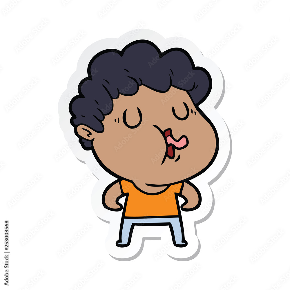 sticker of a cartoon man pulling face sticker of a cartoon man pulling face