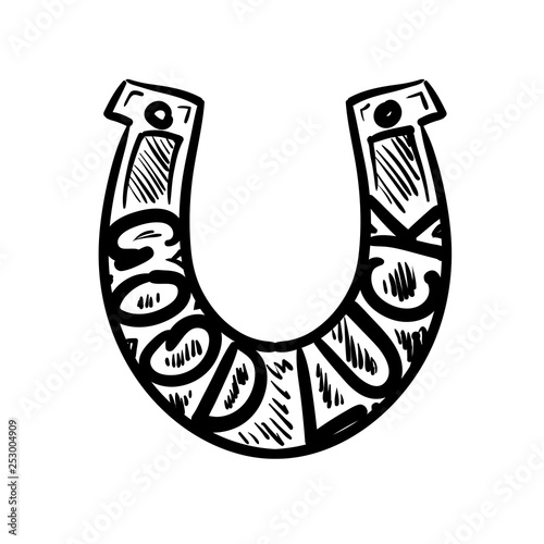 Painted horseshoe mascot. Vector illustration on white background