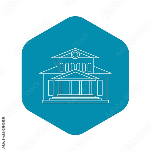 Theater building icon. Outline illustration of theater building vector icon for web