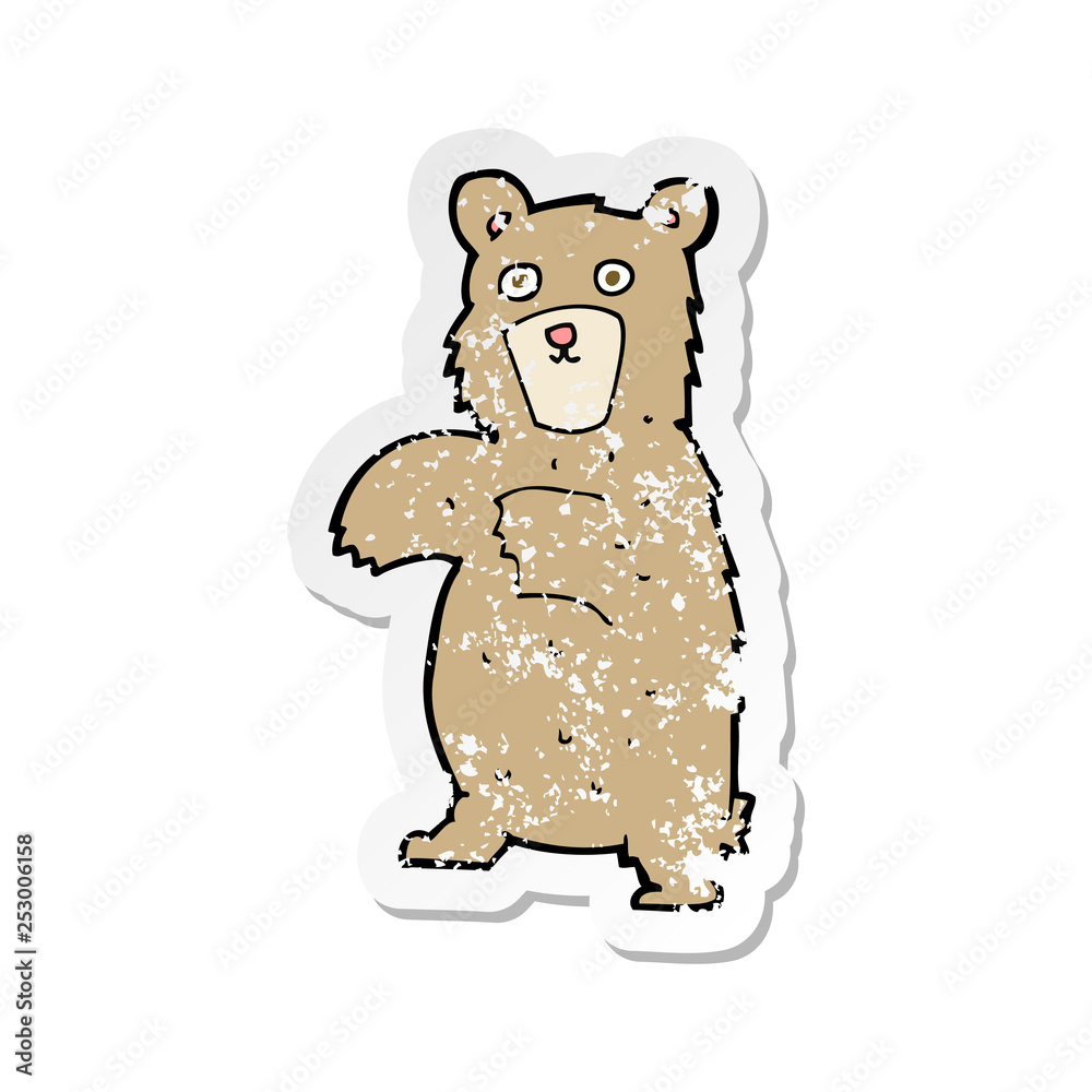 retro distressed sticker of a cartoon bear