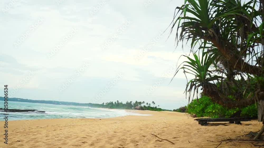 View on tropical beach of Tangalle in Sri Lanka
