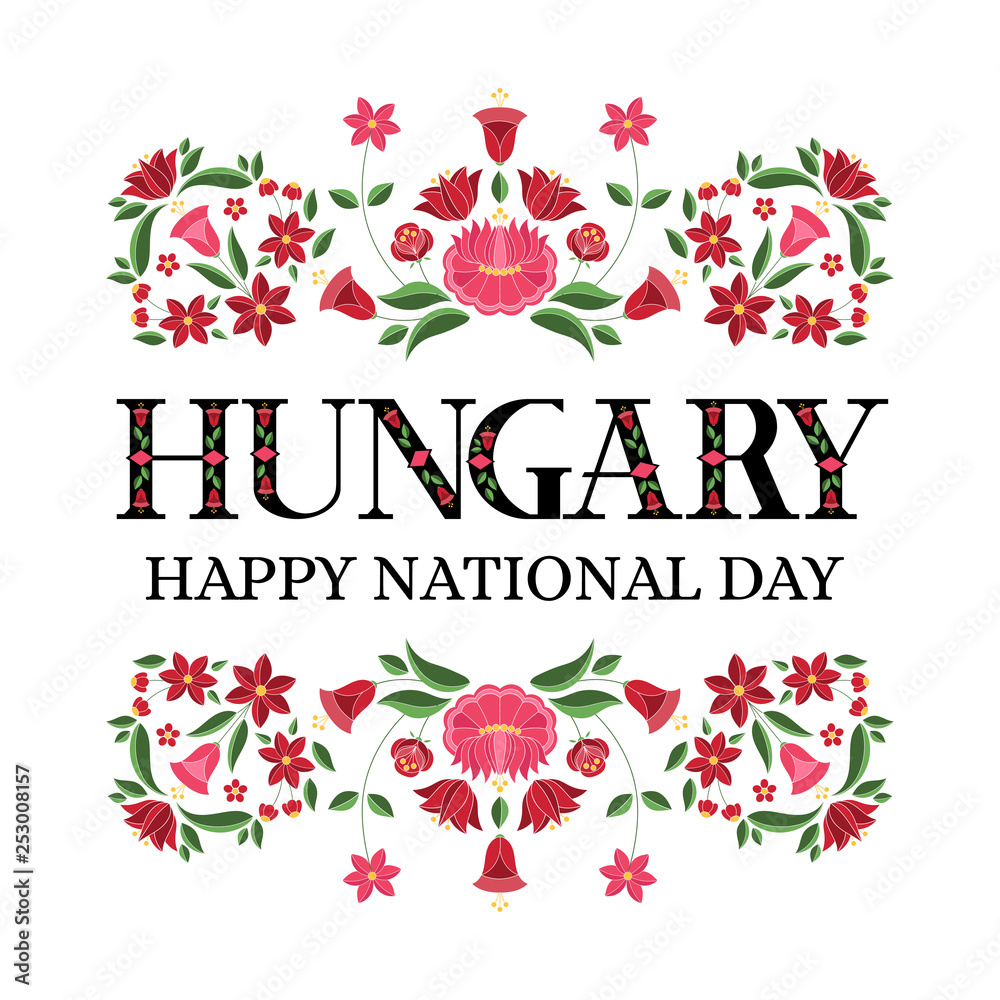 Hungary National Day, 15 March, illustration vector. Floral background