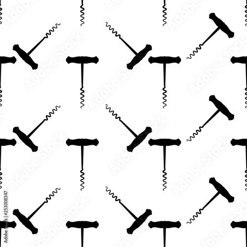 Corkscrew Opener Icon Seamless Pattern