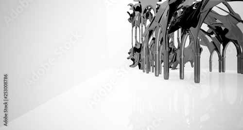 Abstract white and black gothic smooth interior. 3D illustration and rendering.