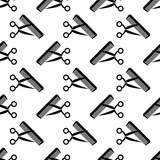Scissors And Comb Icon Seamless Pattern